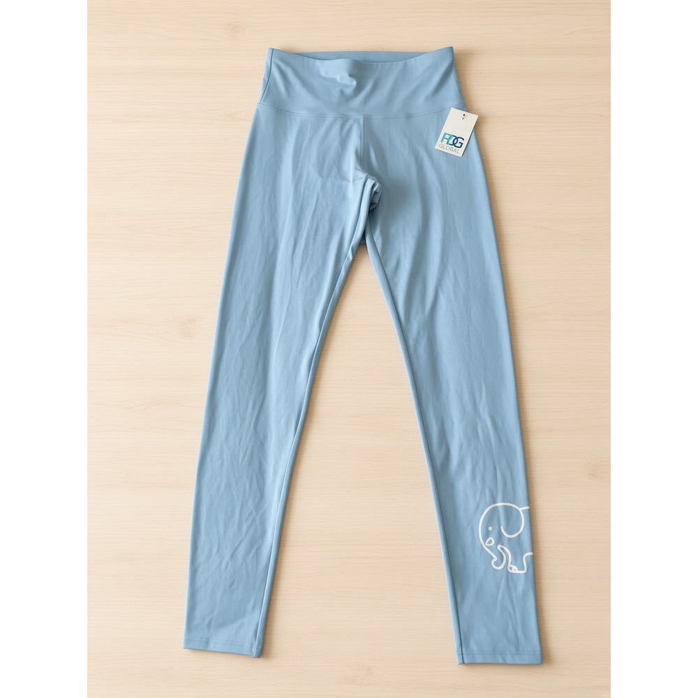 Ivory Ella Womens S Light Blue High Waist Leggings Elephant Logo NWT Yoga